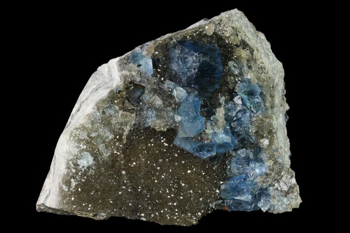 Blue Cubic Fluorite on Smoky Quartz - China #142378